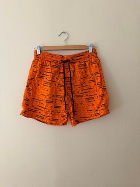 Vilebrequin Orange Swim Trunks with Navy Print